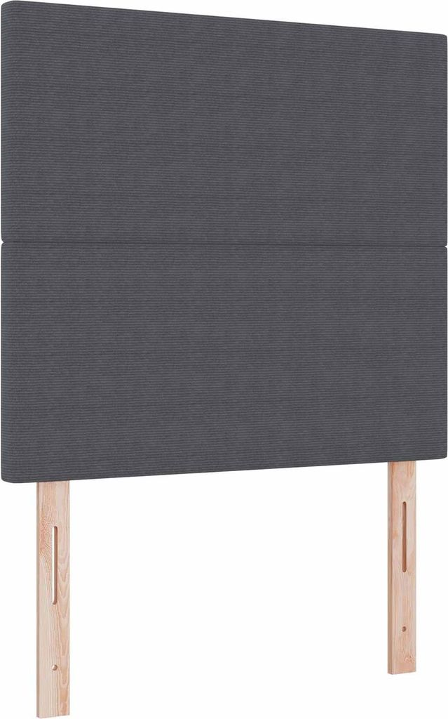 vidaXL LED Kopfteil mit LED-Lichtleisten Dunkelgrau 100 cm Cordstoff