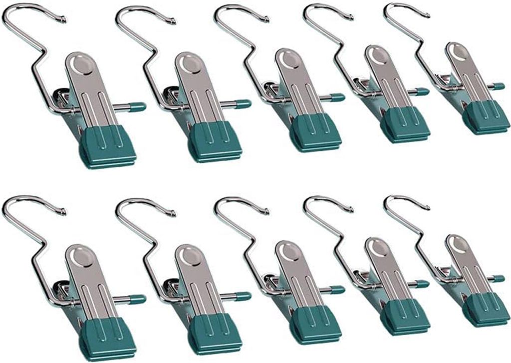 10 Stück Kleiderbügel-Clip, platzsparender Wäscheklammerhaken aus Metall, weiche Gummibeschichtung, langlebiger Clip für Kleidung, Hosen, Hüte
