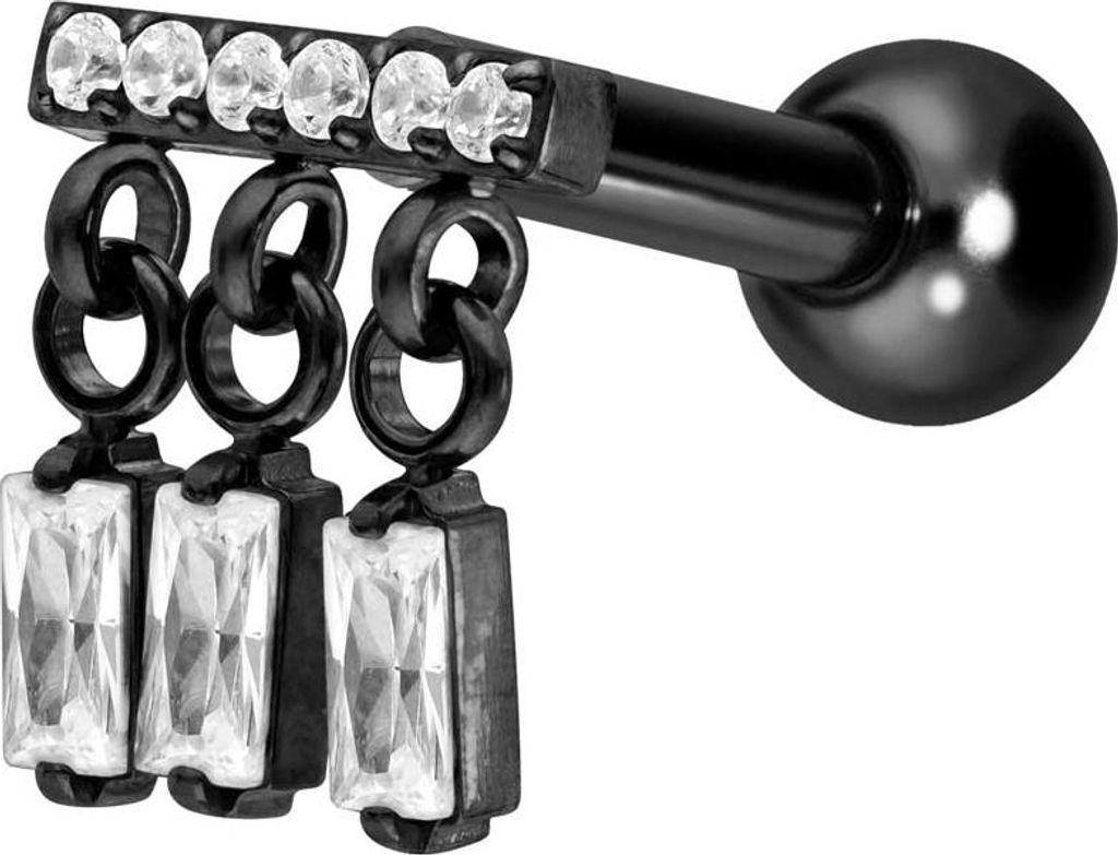 Ohrpiercing Titan Ohrpiercing mit Innengewinde WINDSPIEL Schwarz Stablänge: 8mm