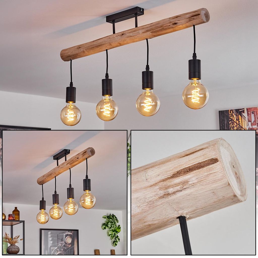 Tubione moderne Deckenlampe aus Holz/Metall in Produktbild 