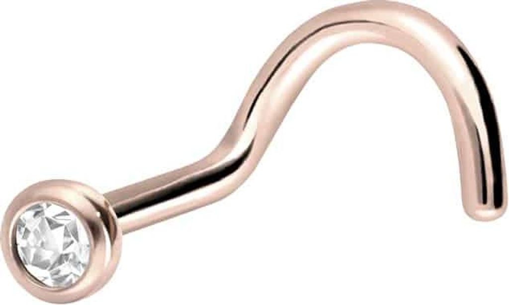 Nasenpiercing, Nasenstecker Chirurgenstahl Nasenstecker Spirale KRISTALL RoséGold Kristallgröße: KK = Kristallklarmm