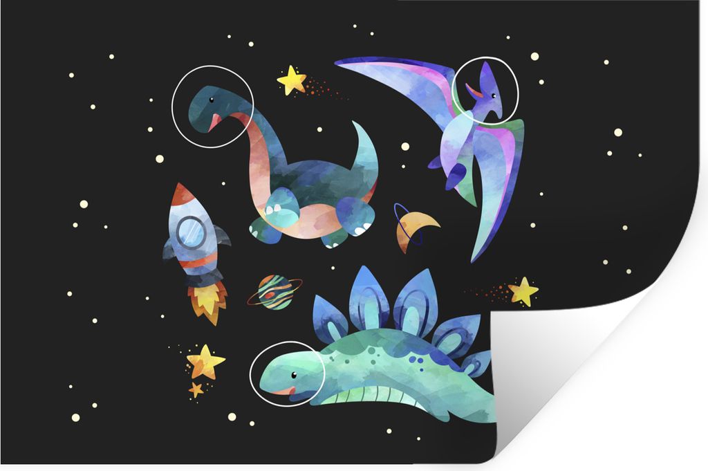 MuchoWow Wandtattoo Wandsticker Wandaufkleber Sterne - Dinosaurier - Junge - Kinder - Kinder 30x20 cm Selbstklebend und Repositionierbar - Wierde...