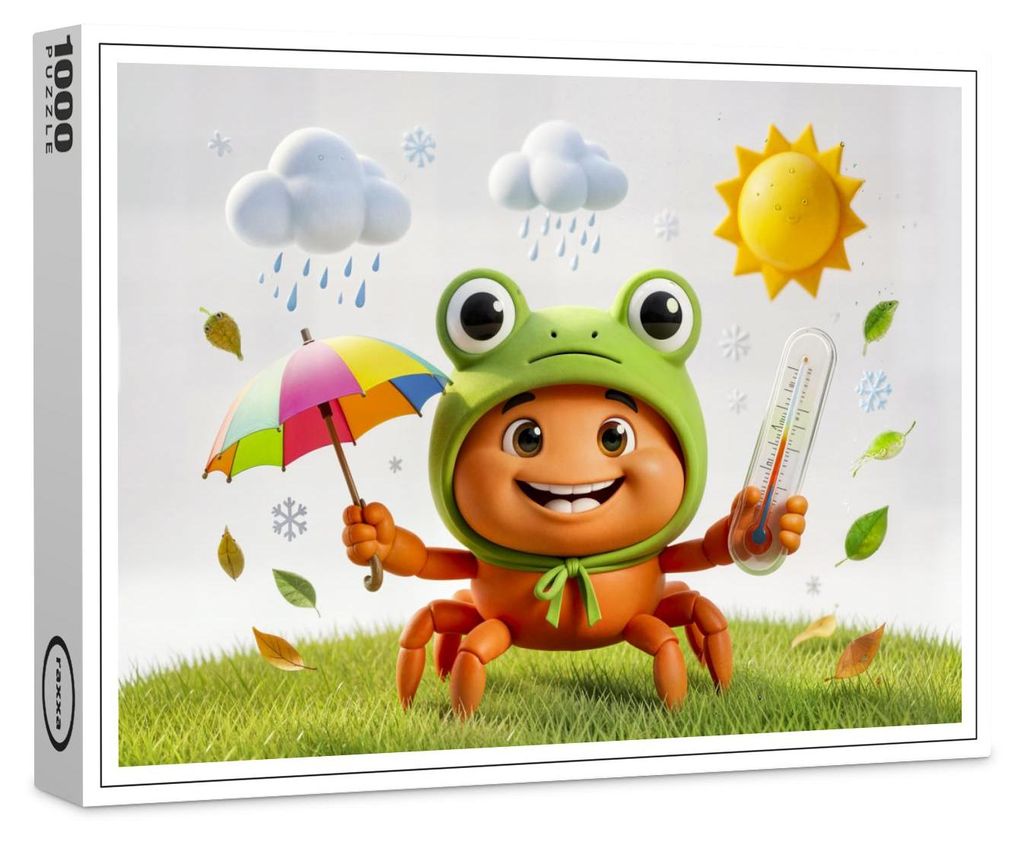 raxxa Premium-Puzzle "Weather Crab Measuring Climate With Rainbow Umbrella", 1000 Teile