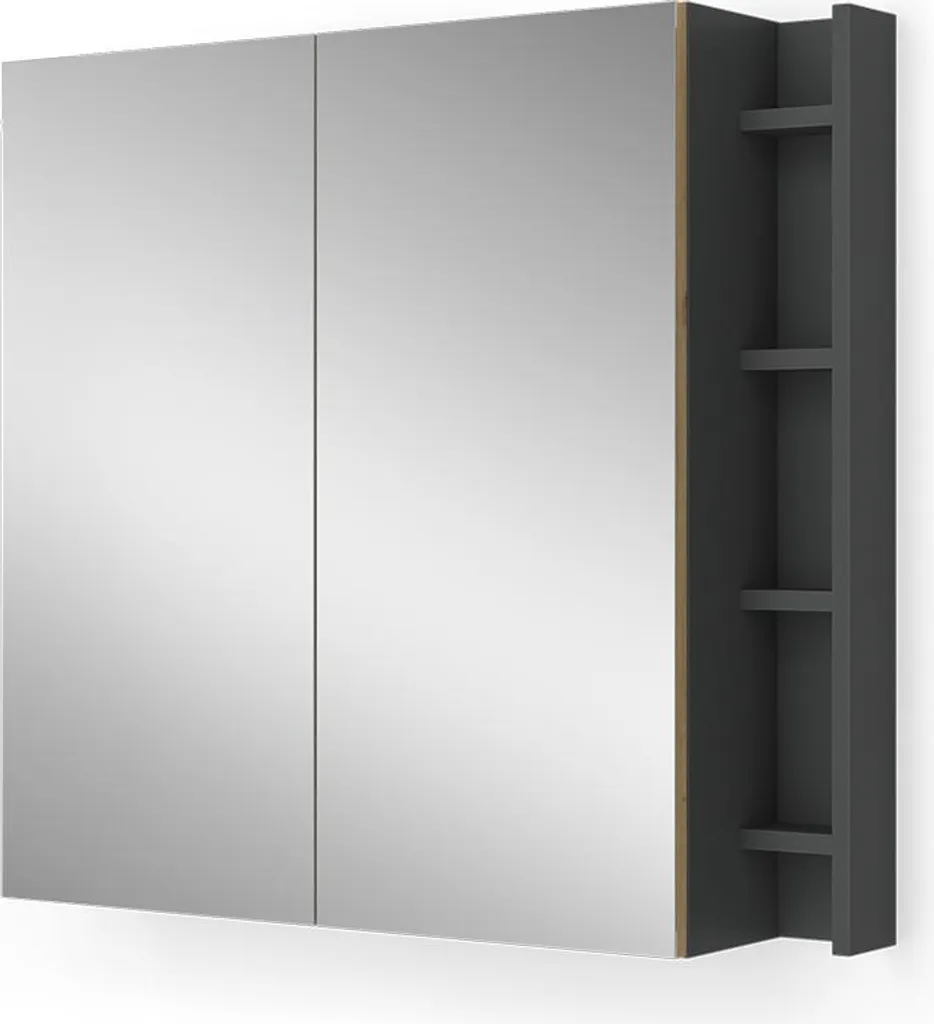 Specchio Contenitore Edelin Vicco 80x75 cm - Antracite e Artisan Oak