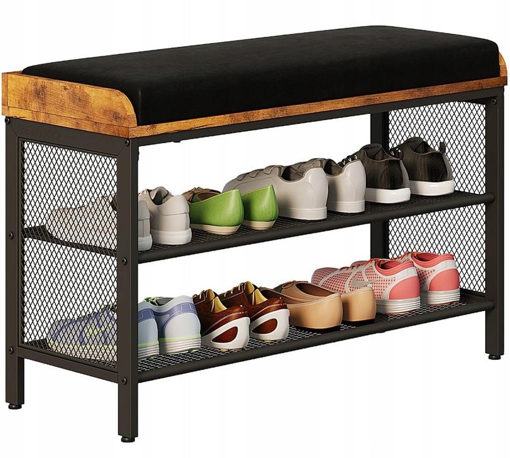 Schuhschrank mit Sitzbank, Flur, Rustikales Braun, 2 Produktbild 