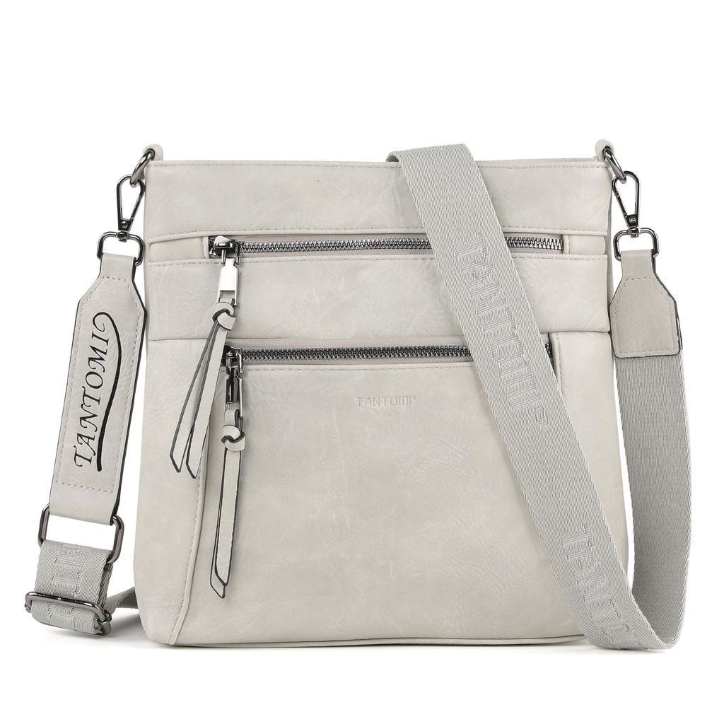 Umhängetasche damen, Mittelgroß Crossbody Bag, Schultertasche Handtaschen für Frauen mit Reißverschluss Verstellbar Abnehmbar Breiter Gurt