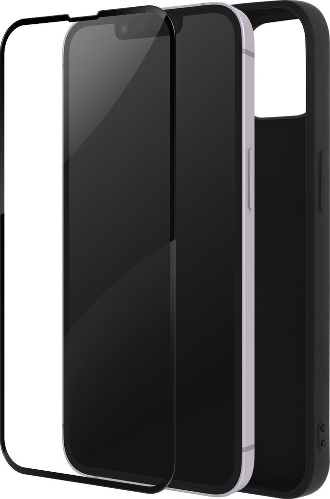 360 Grad Schutz-Set Apple iPhone 14 Plus: schwarze Hülle + Schutzfolie