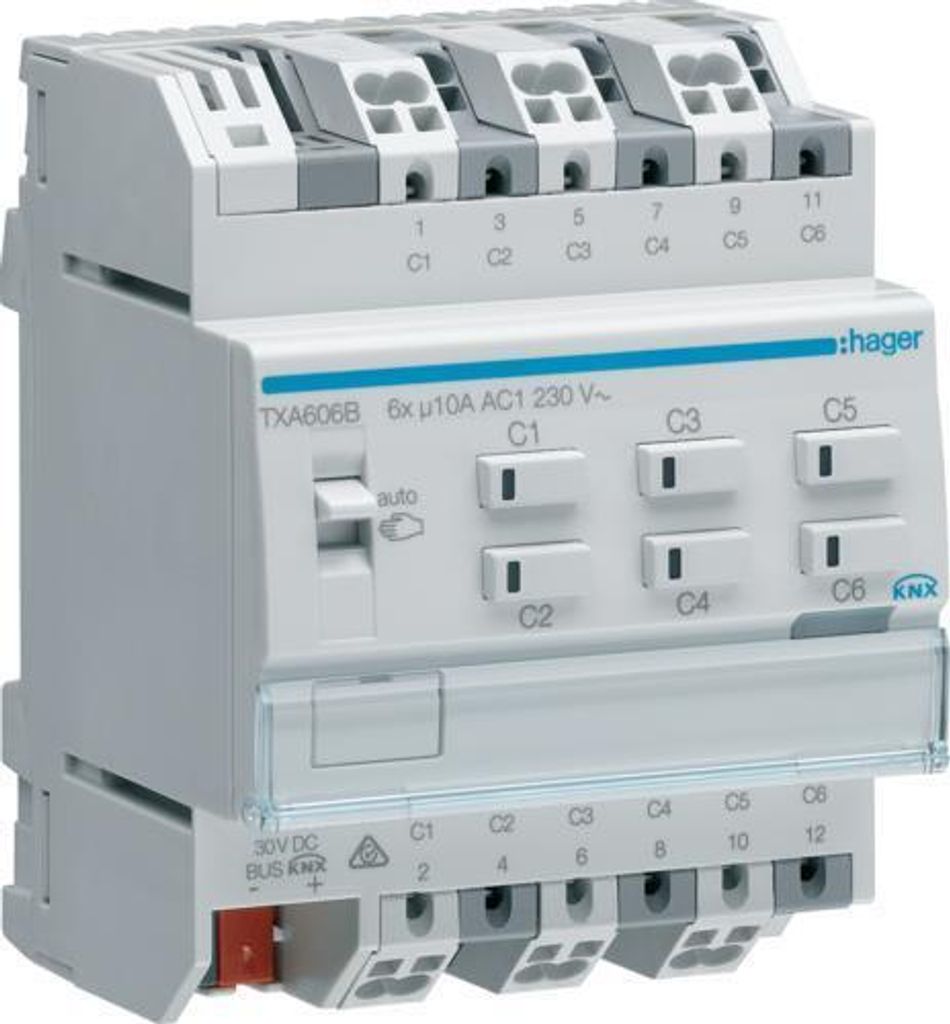 HAGER TXA606B Schalt-/Jalousieausgang easy 6/3fach 10A