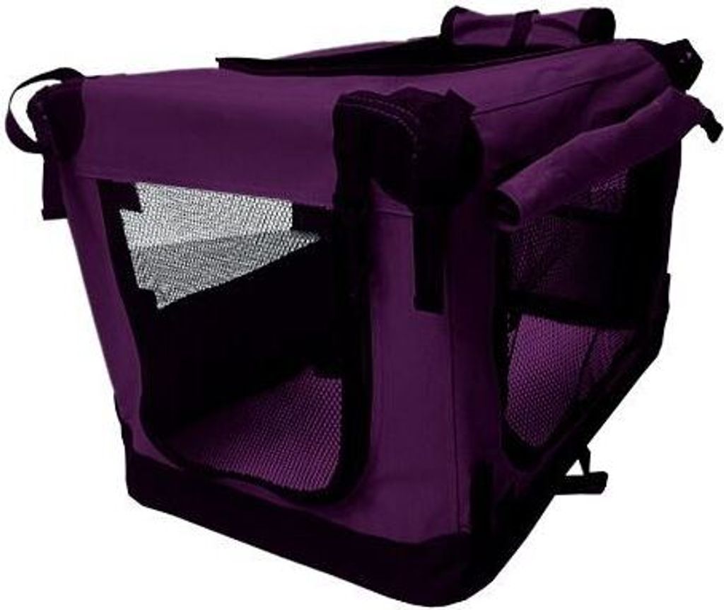 Reisebox Premium Lila XXL (102 cm) – Nylon-Softbank – faltbar – leichte Hundebox – Autobox Transportbox