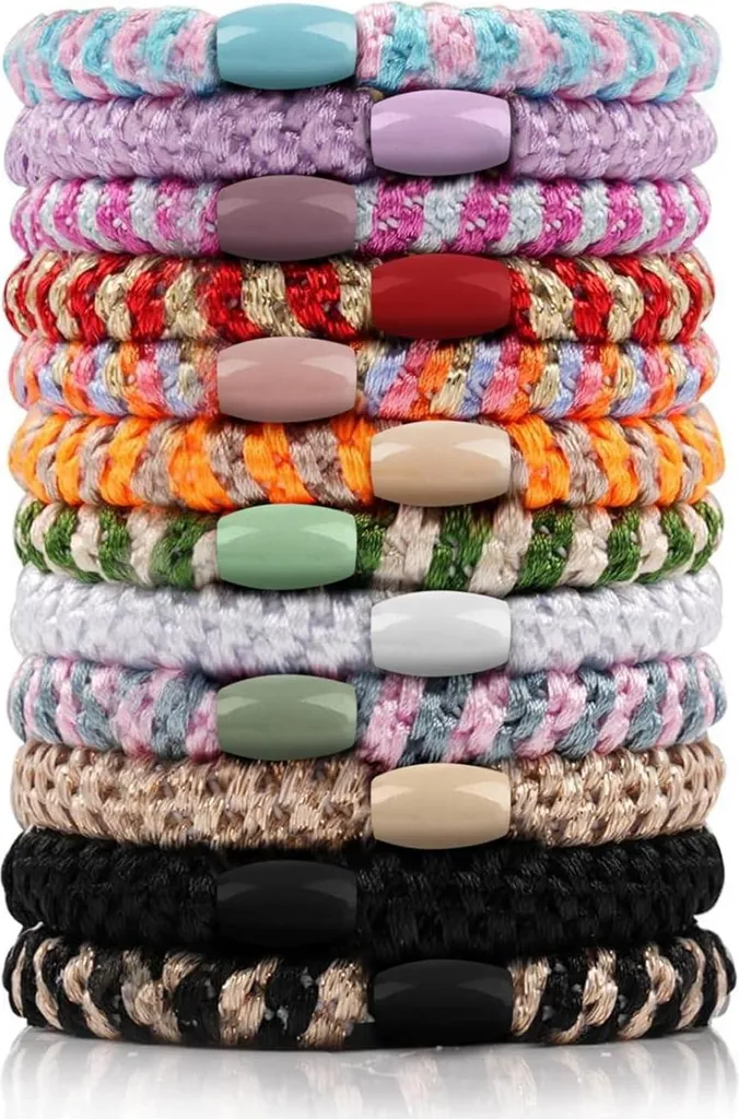 Lot de 12 Élastiques Cheveux Femme Multicolores Chouchous en Tissu Doux
