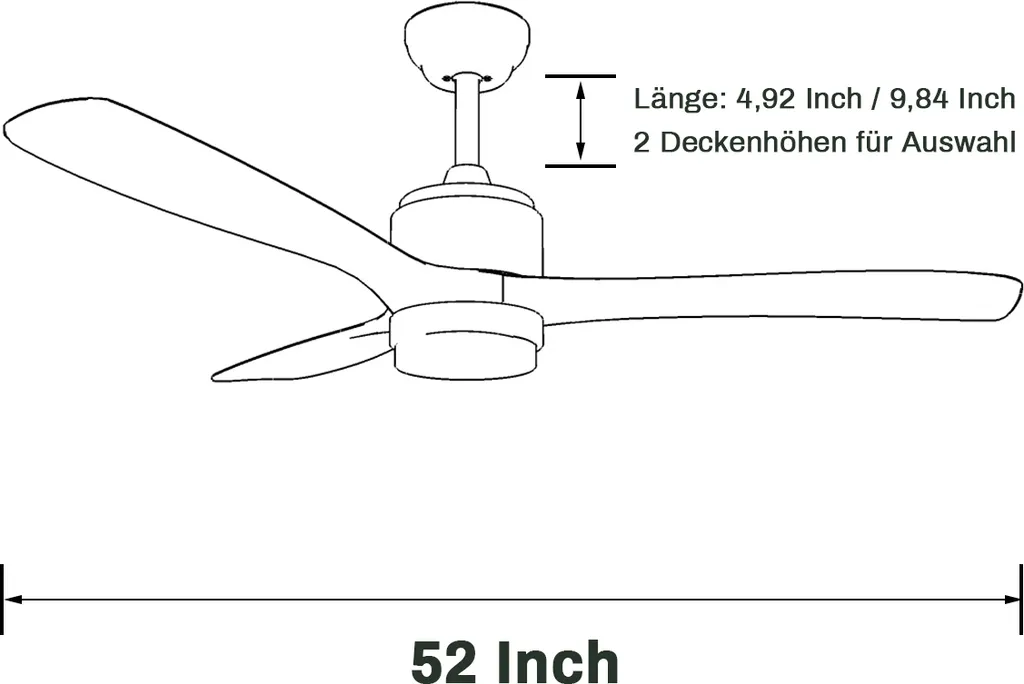 SONNI Ventilateur de plafond avec éclairage et télécommande 132 cm - 14
