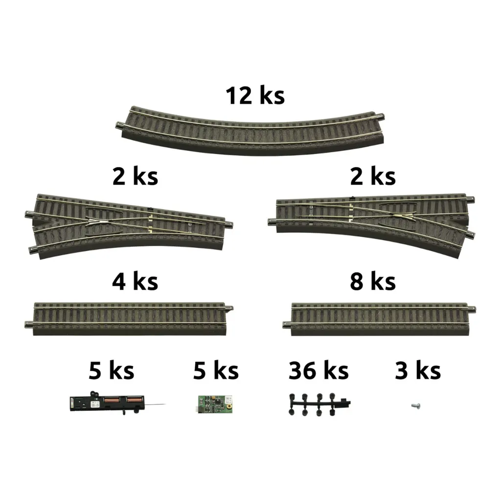 Set Roco Geoline 51250 avec Aiguillages et Rails Ballastés pour Train