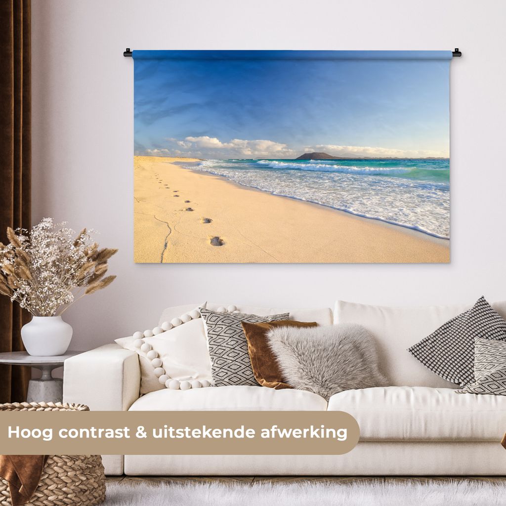MuchoWow Wandteppich Wandbehang Strand - Meer - Berge 150x100 cm Tapisserie Dekoration Wandtuch - Waschbar - Tapisserien - Wand-Decke