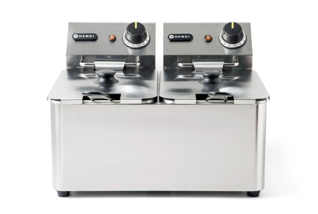 Friteuse 2x4L Kitchen Line 6000W - Température Réglable et Haute Puissance
