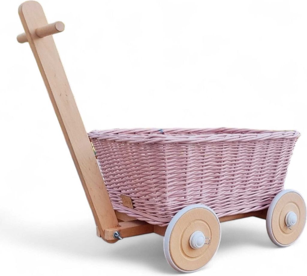 WikliBOX - Wiklinowy wózek na zabawki w kolorze różowym. Zdjęcie produktu 