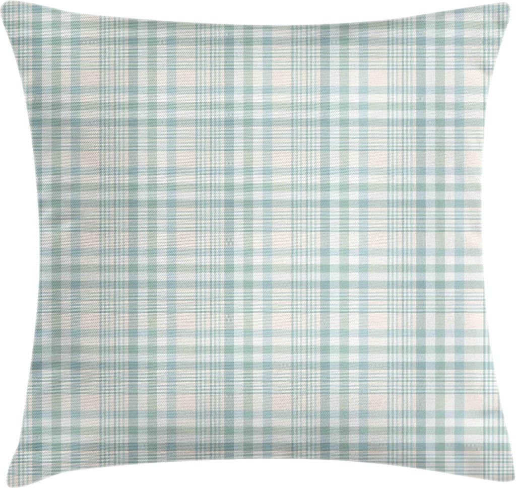 ABAKUHAUS Gedeckte Farben Kissenbezug, Kontinuierlicher Konzept Pastel Plaid-Layout, 50 x 50 cm, Kadett Blau Beige
