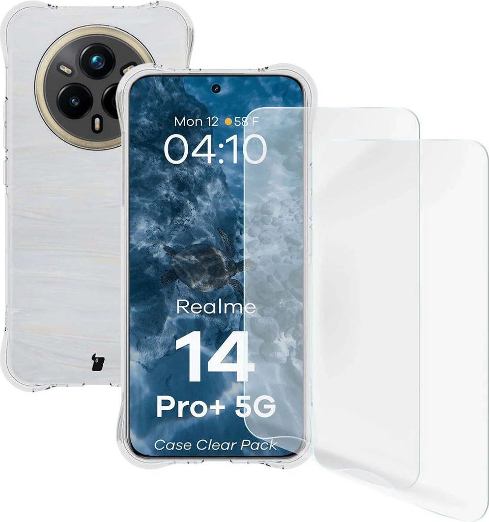 Bizon Case Clear Pack Hülle + 2x Displayschutzfolie Realme 14 Pro+ Plus 5G