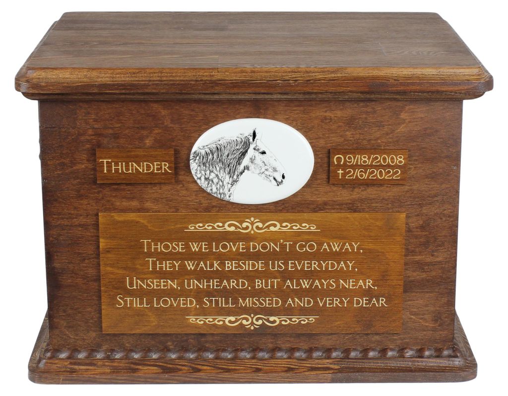 Percheron Urn für Pferdeasche, personalisierte Urne mit Foto, große Box für Pferdeasche von der Marke Art-Dog