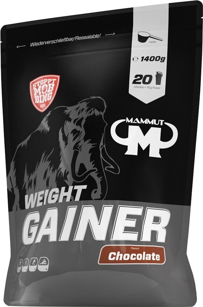 Mammut Nutrition - Weight Gainer Crash 5000 - 1400 g Zipp-Beutel, 1 x 1400 g Beutel, Geschmack: Schoko