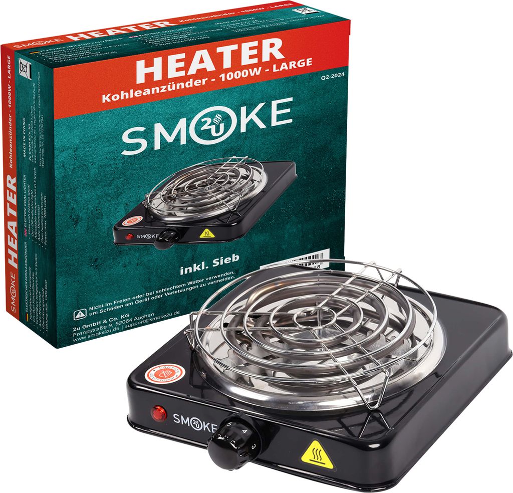 Smoke2u Hotplate Kohleanzünder für Shisha Kohle Schwarz Produktbild 