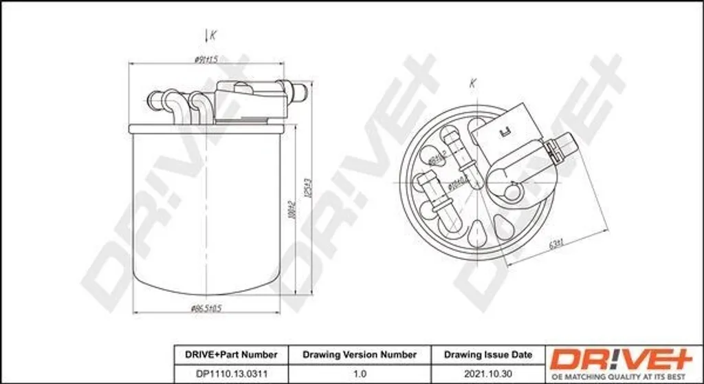 Filtre à carburant DP1110.13.0311 haute protection OE 6070901252