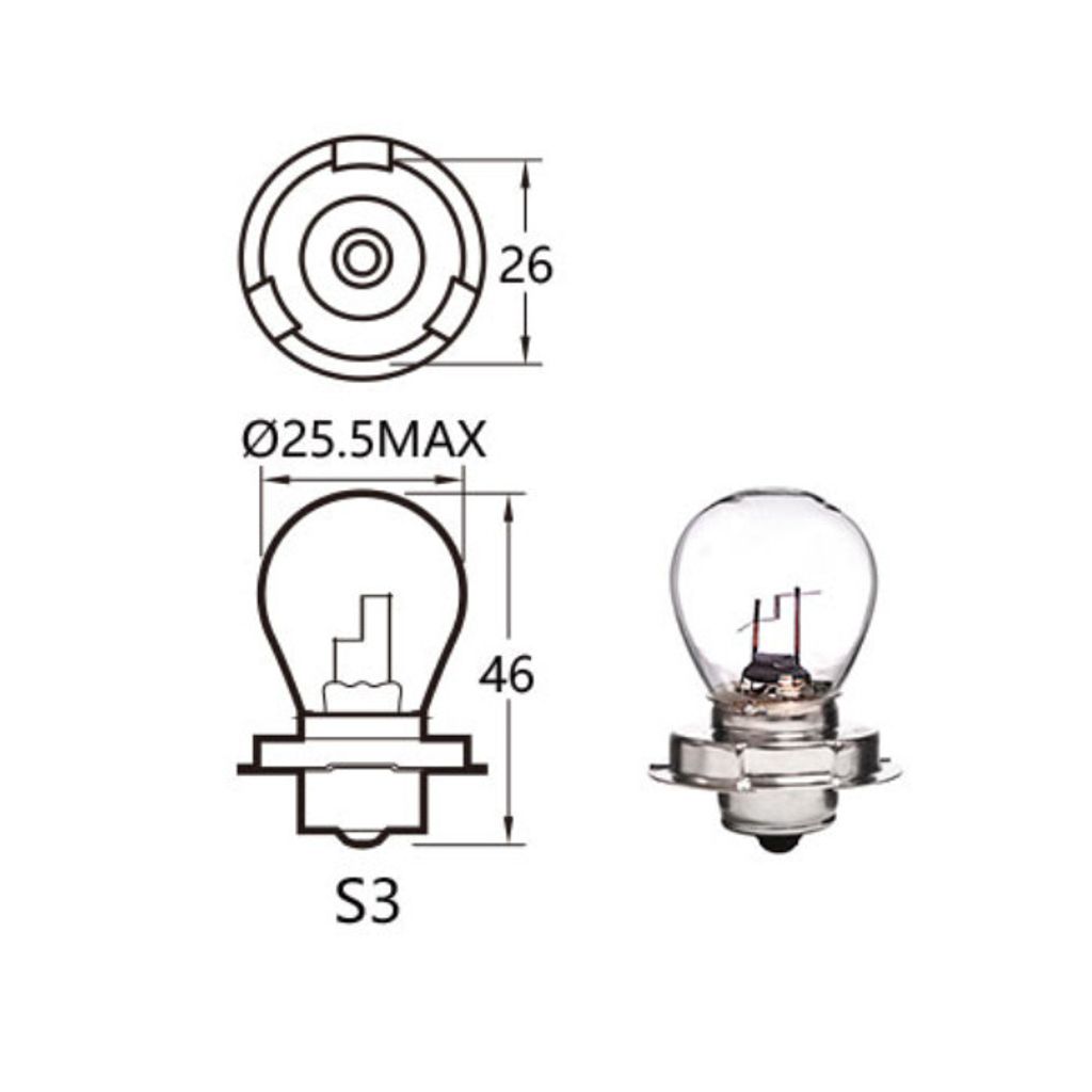 Mopedlampe 6V 15W P26s