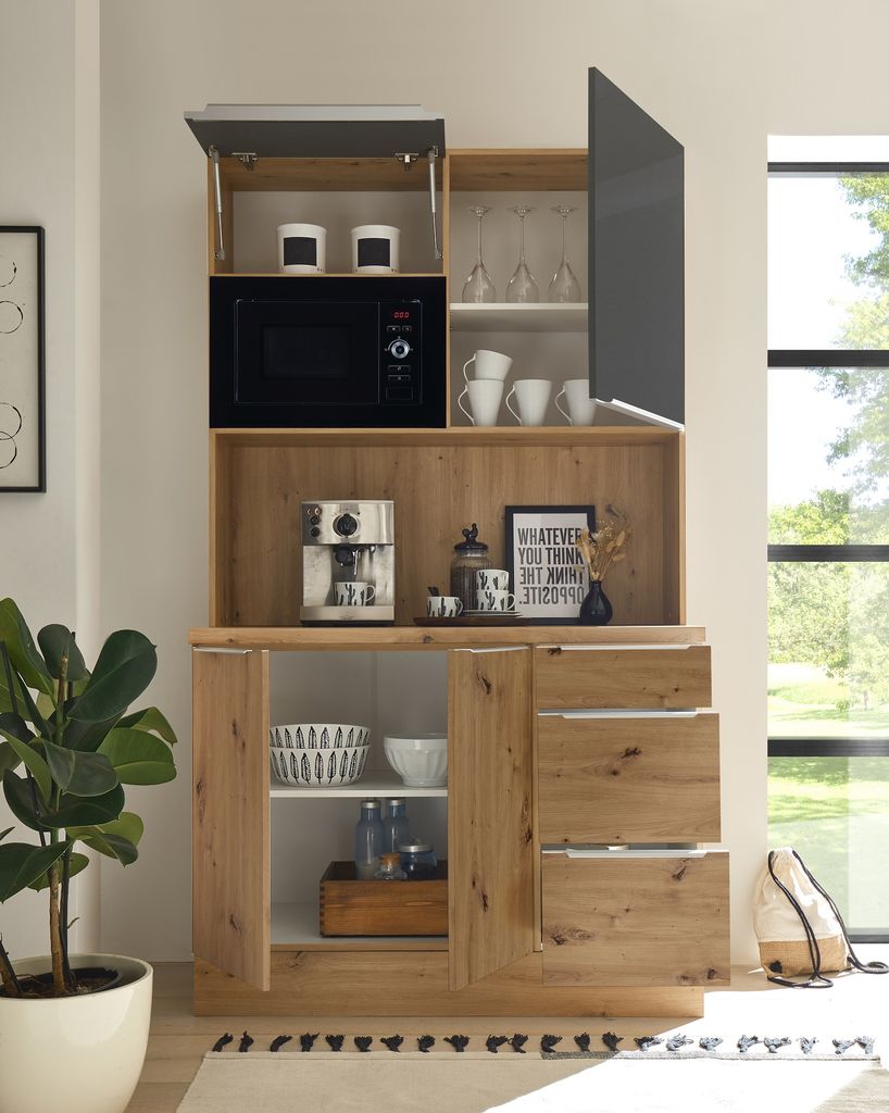Küchen Buffet Marleen Premium 120 cm Grau Artisan Eiche Produktbild 