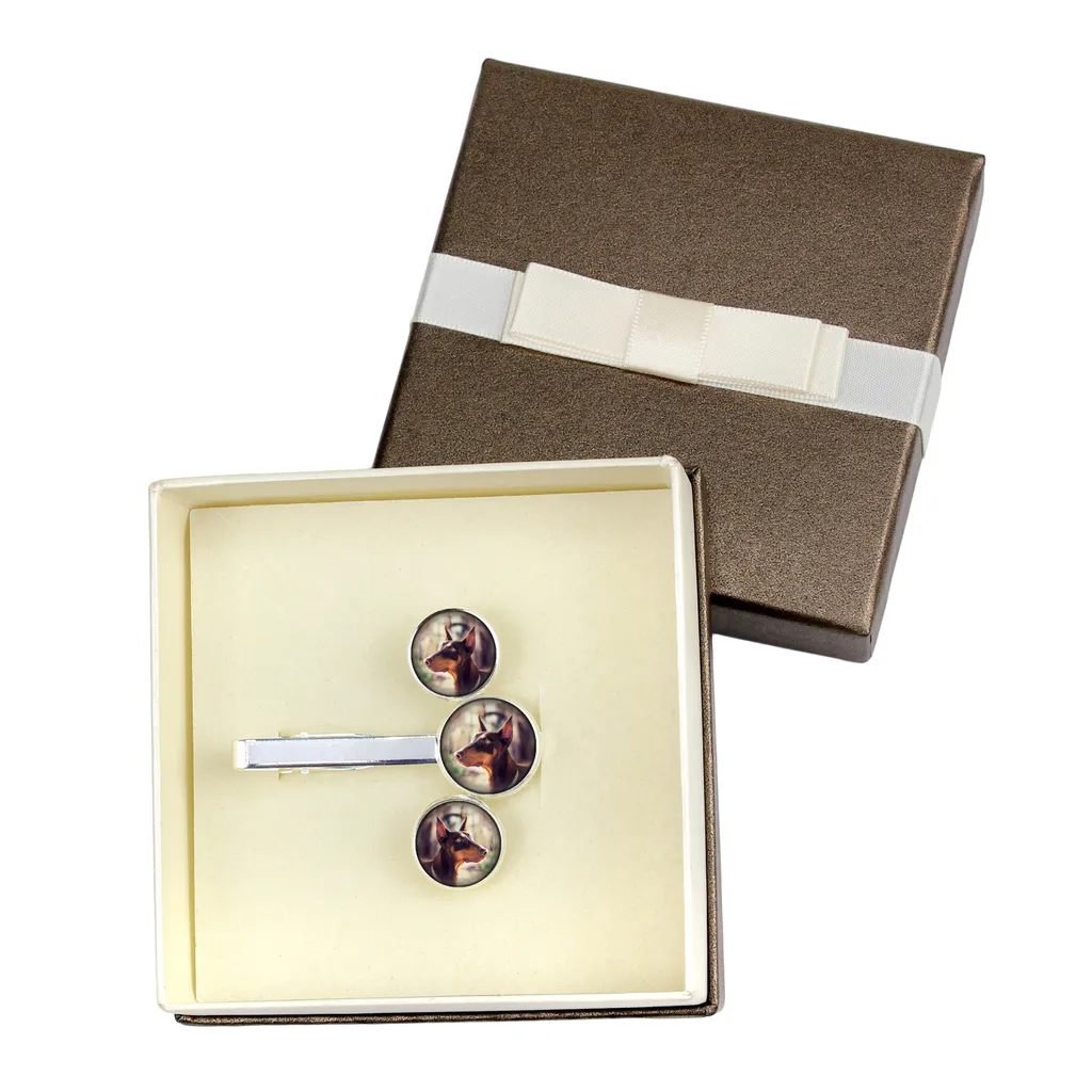 Regalo per Amanti Dobermann - Set Gemelli e Fermacravatta Art-Dog