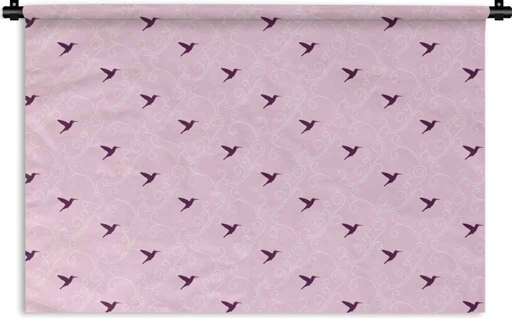 MuchoWow Wandteppich Wandbehang Vogel - Muster - Rosa 150x100 cm Tapisserie Dekoration Wandtuch - Waschbar - Tapisserien - Wand-Decke