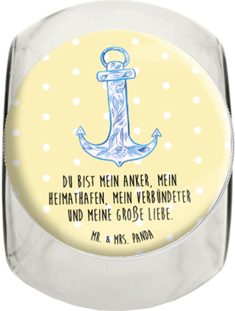 Mr. & Mrs. Panda Kaffeedose Anker Blau L 870ml - Gelb Pastell - Geschenk, schraubglas, Aufbewahrungsdose, Vorratsbehälter, Süßigkeiten Glas, Tie...