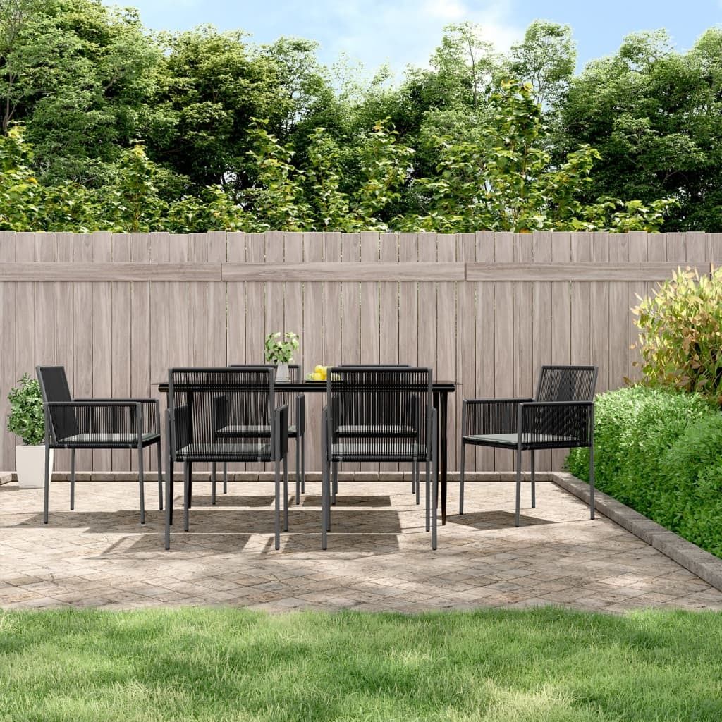 Stabli Möbel Gartenmöbel Set Balkonmöbel-Set 7-tlg. Garten-Essgruppe mit Kissen Schwarz Poly Rattan & Stahl - Gartenmöbelgarnituren CC6228211 4...