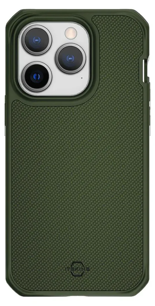 Coque robuste iPhone 14 Pro pour extérieur ITSKINS Ballistic Nylon Vert