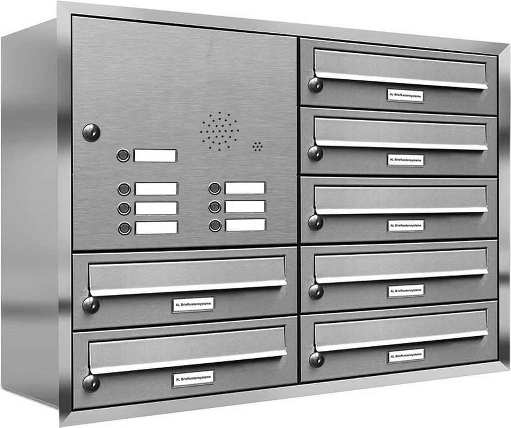 7er Edelstahl Briefkastenanlage für Unterputz Montage Produktbild 