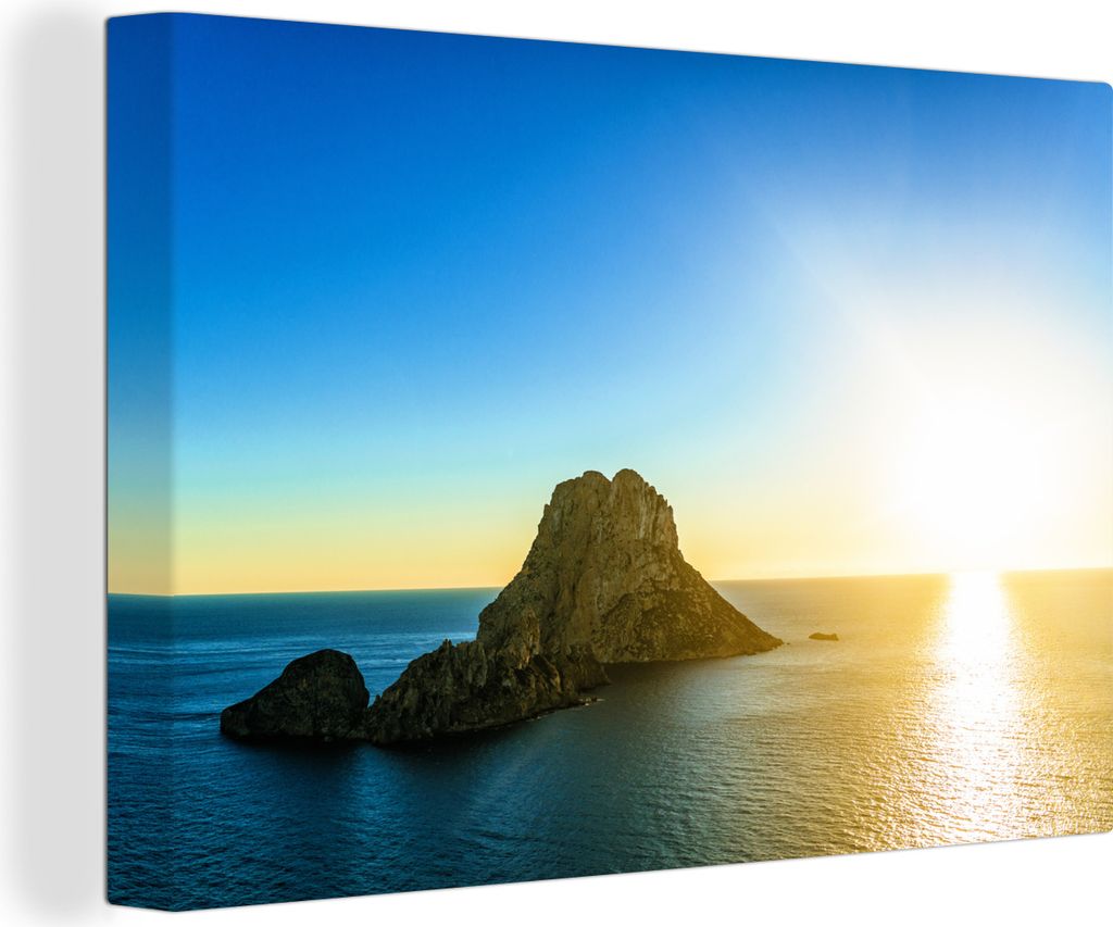 OneMillionCanvasses - Leinwandbilder - 140x90 cm, Sonnenuntergang in Es Vedra, Wandbilder Kunstdruck Wanddekoration - Foto auf Leinwand - Gemäld...