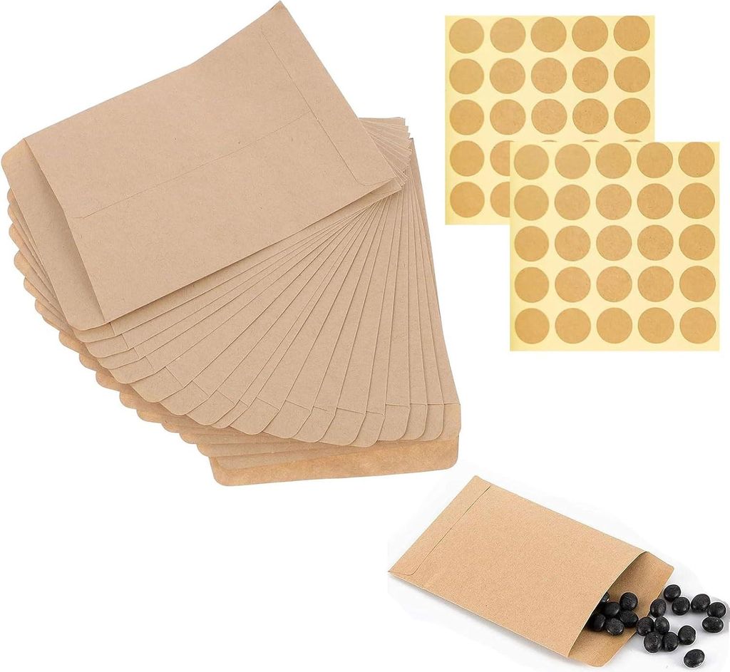 Allecto Plus - Saatbeutel 100 Stück Papierbeutel für Saatgut - braune Mini-Kraftpapierbeutel - 6 x 10 cm - Verpackungen Umschläge Geschenktüten...