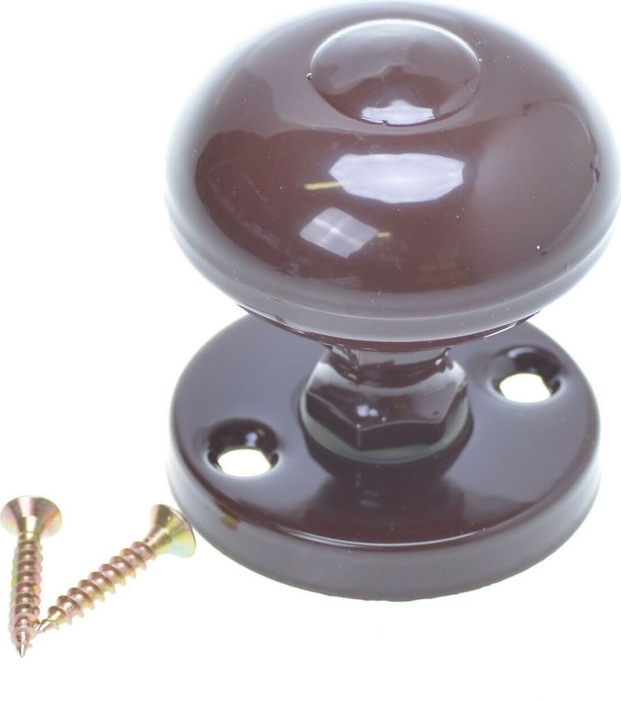 Aqbau Türknopf auf Rundrosette Knopfdrücker Türknauf Braun