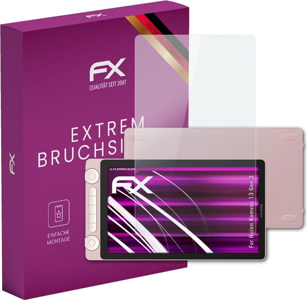 atFoliX FX-Hybrid-Glass Displayfolie kompatibel mit Huion Kamvas 13 (Gen 3) Glasfolie