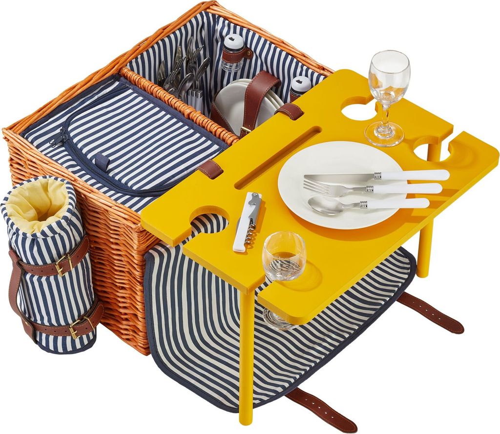 tectake® Picknickkorb Rügen für 4 Personen, mit Produktbild 