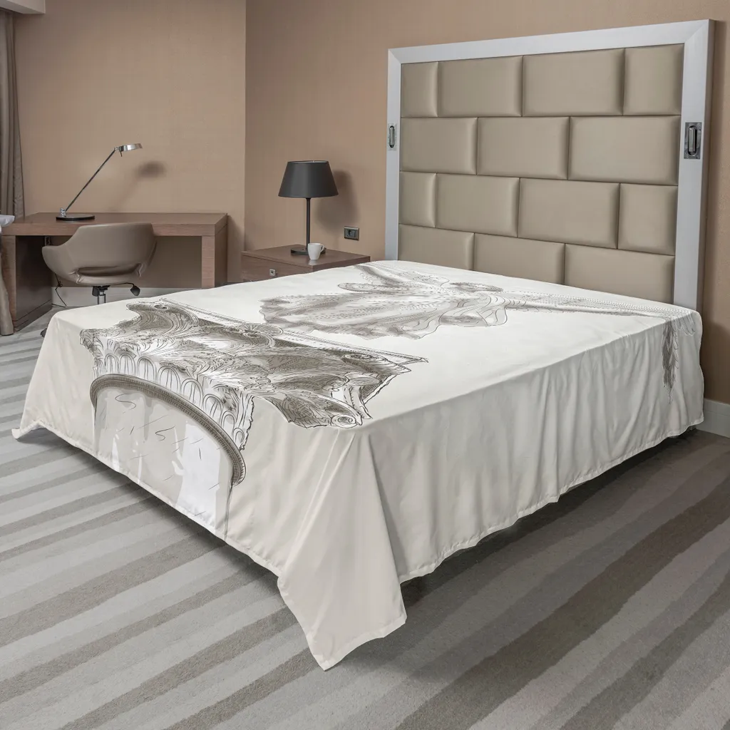 Drap supérieur doux Imprimé Muse et Colonnes Antiques Blanc Souple