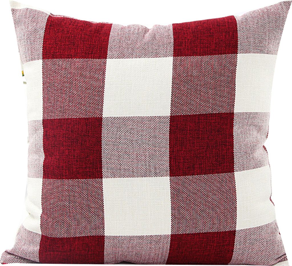45x45cm Plaid Print Soft Dekokissen Hülle Rot Weiß