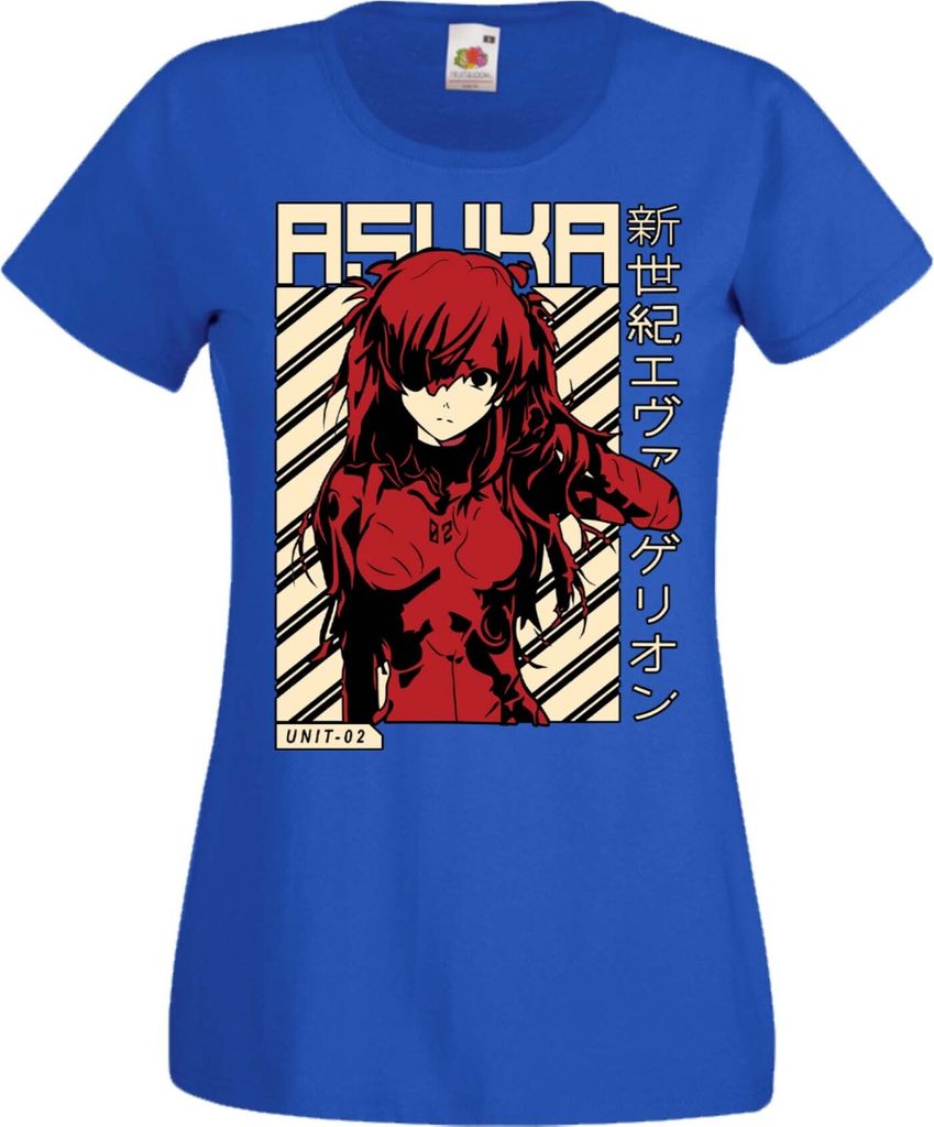 Damen T-Shirt Manga Anime Neon Anime Genesis Manga Evangelion Asuka Evangelion Asuka, Lady XS / Blau