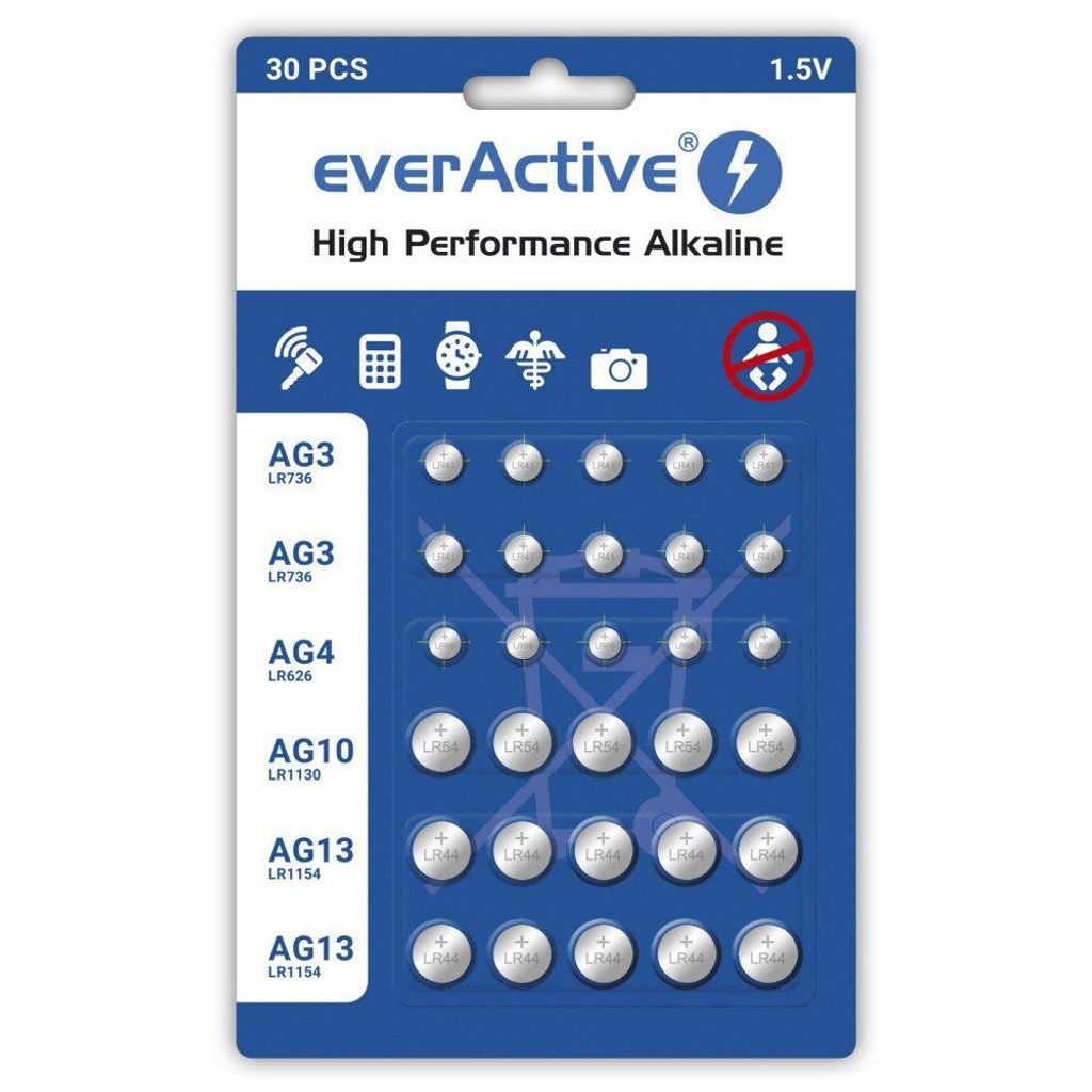 Knopfbatterien Alkalisch Ag3 Lr41 1,5 V Everactive Und 