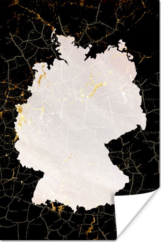 MuchoWow Poster Karte - Deutschland - Gold 120x180 cm - Kunstposter