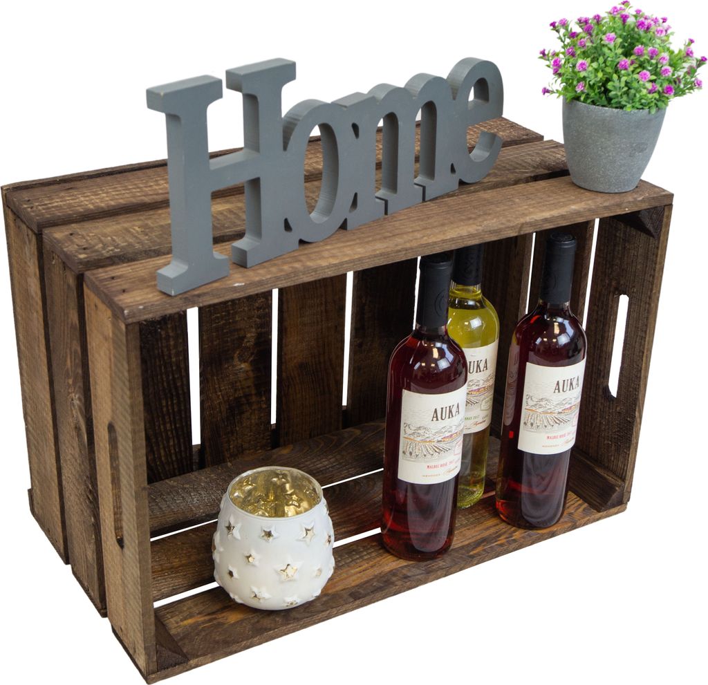 Obstkiste "Elfriede" dunkel Weinkiste Apfelkiste robuste Regalkiste