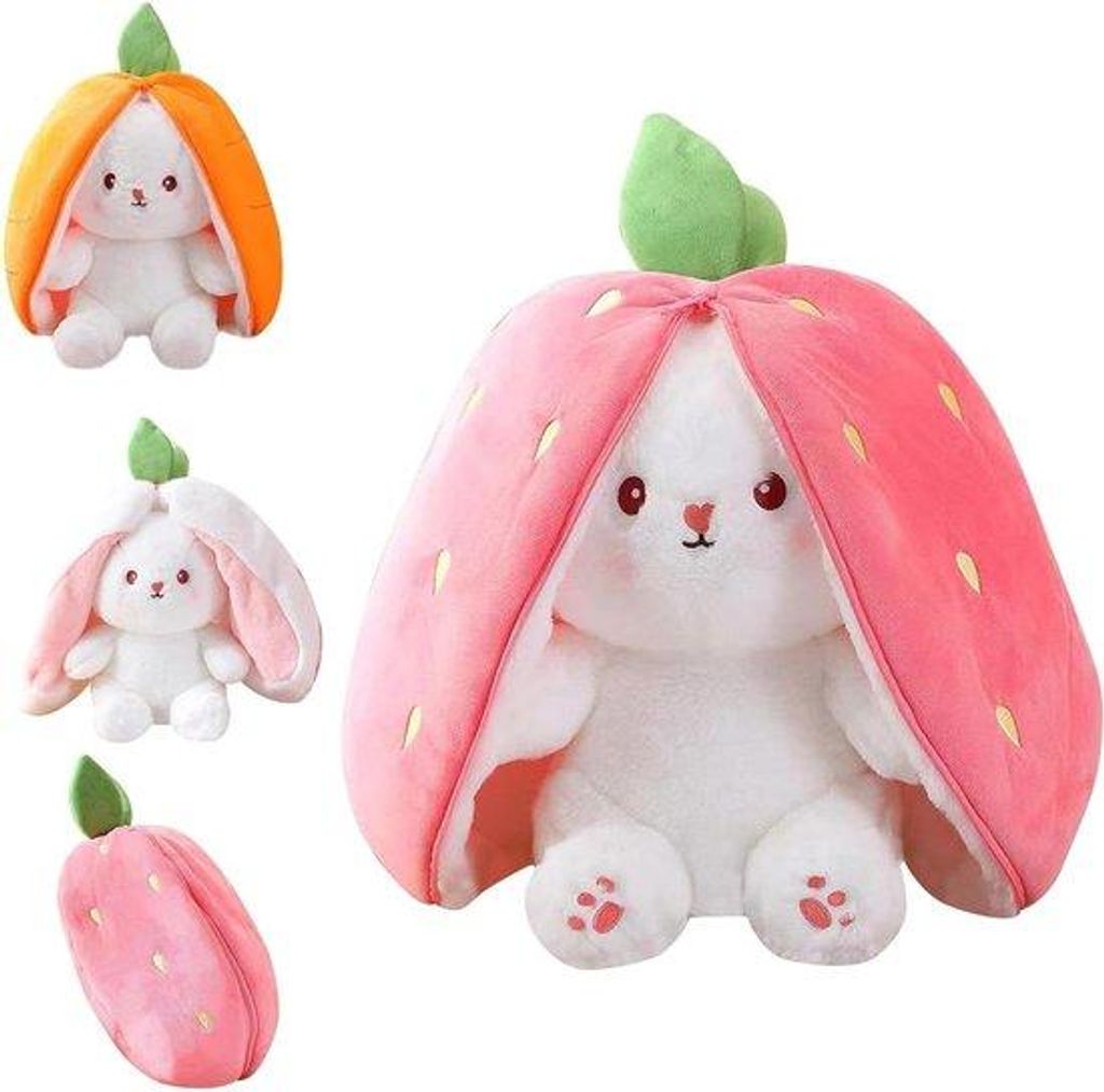 Pluche Hide-and-Seek Hase 18 cm - Rot - Für Jungen, Mädchen und Erwachsene