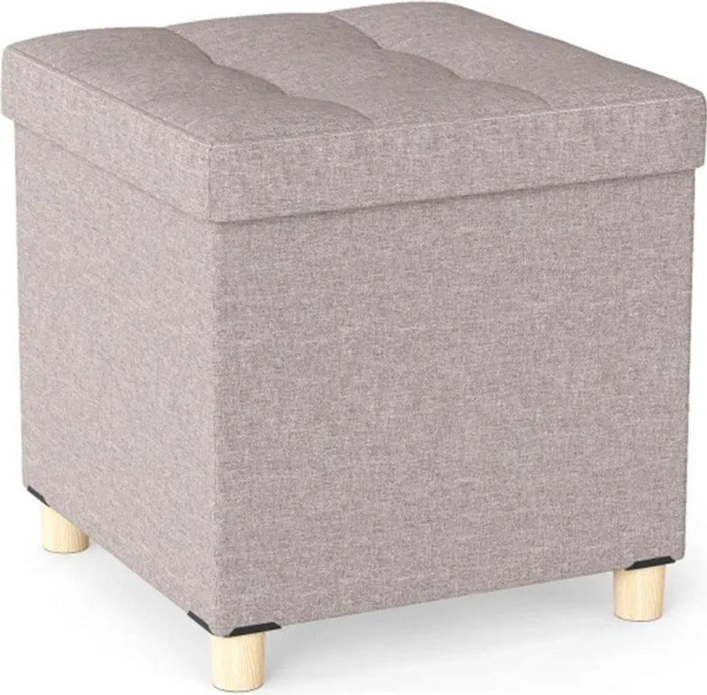 Siège d'appoint et coffre de rangement en lin beige pour le salon