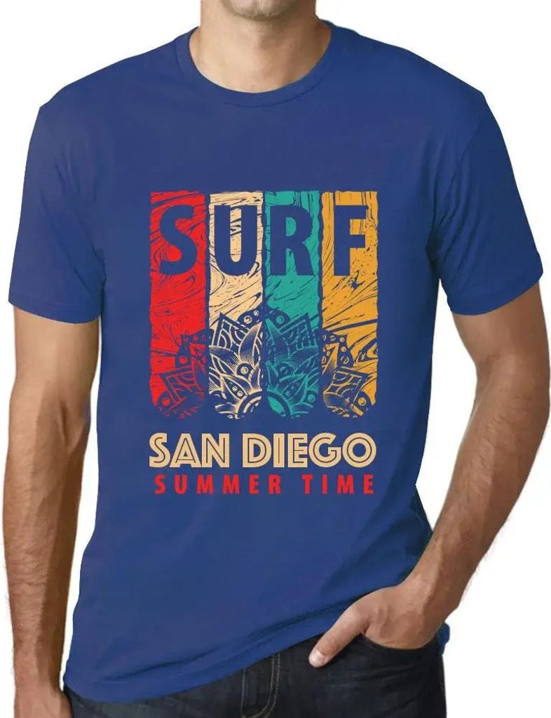 Herren Grafik T-Shirt Surfen im Sommer in san diego – Summer Time Surf In San Diego – Öko-Verantwortlich Vintage Jahrgang Kurzarm Lustige Druck