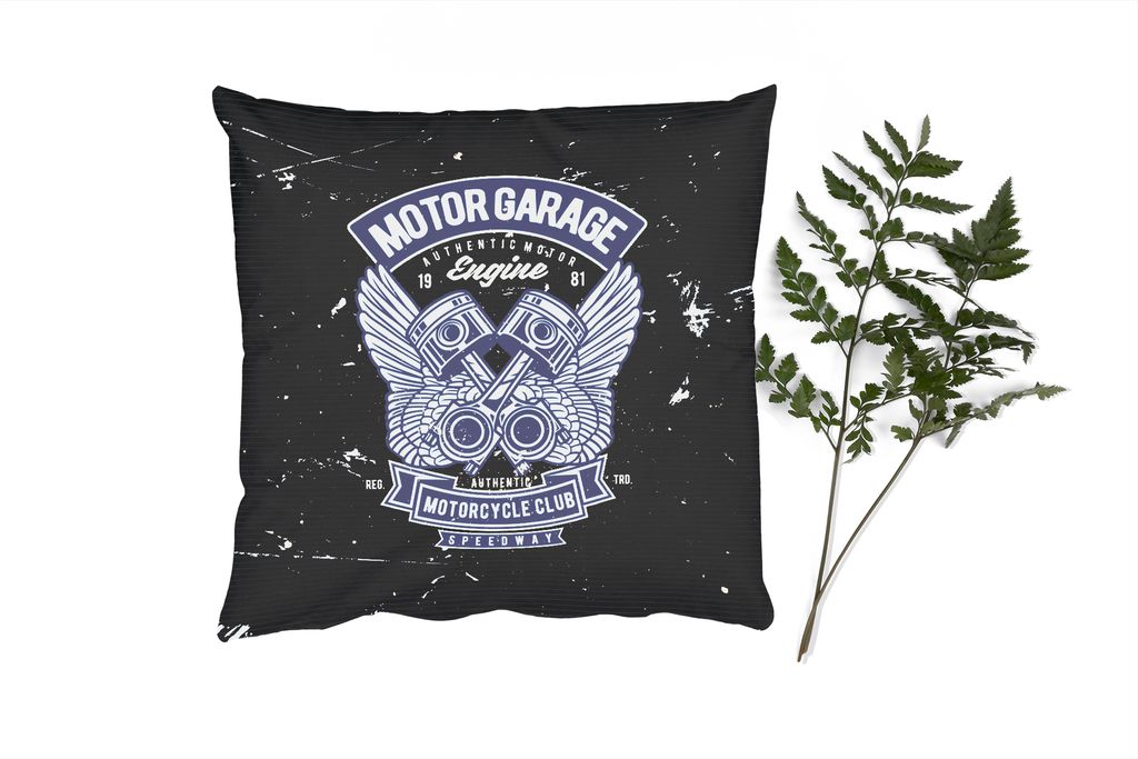 MuchoWow Zierkissen Sofakissen Wohnzimmer Dekokissen 60x60 cm Mancave - Motorrad - Auto - Oldtimer - Sitzfläche - Foto Polster