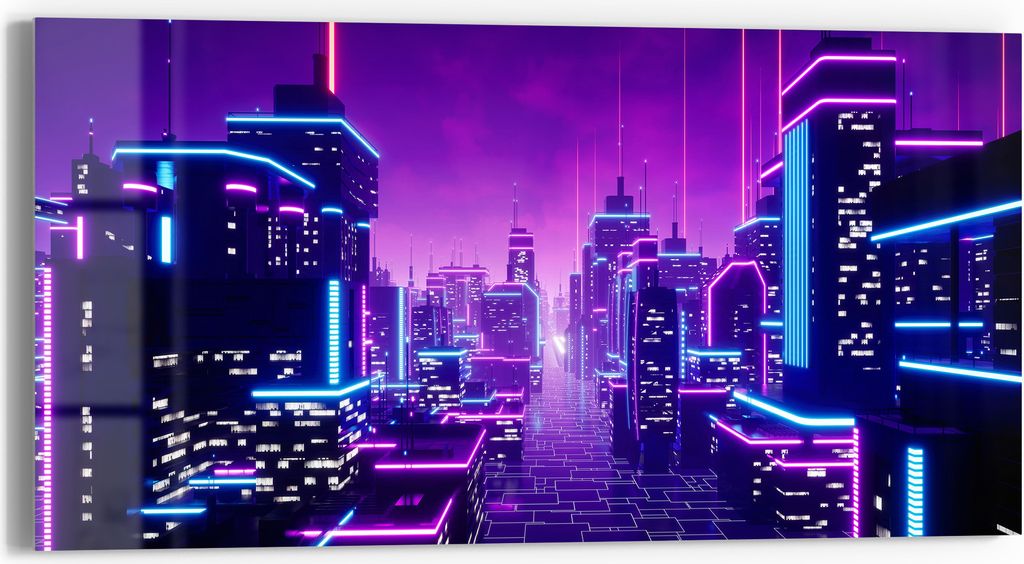 DEQORI Glasbild Echtglas 60x30 cm 'Futuristische Visionen' Wandbild Bild modern Deko