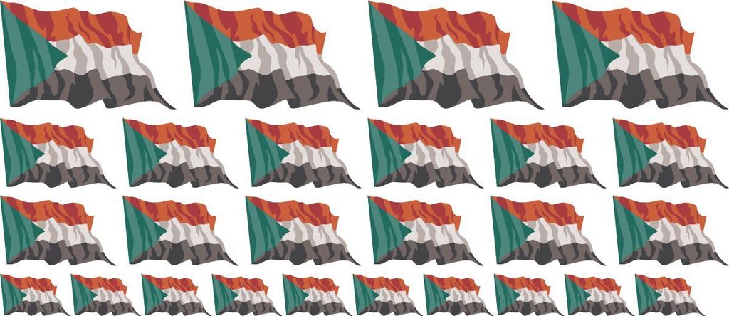 Mini Aufkleber Set - Pack wehend - 4x 51x31mm+ 12x 33x20mm + 10x 20x12mm- selbstklebender Sticker - Sudan - Flagge / Banner / Standarte fürs Auto,...